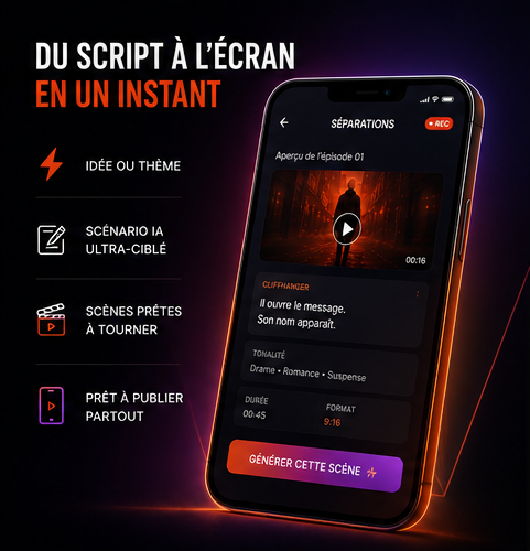 Script à l'écran — Mode Tournage VerticalClap